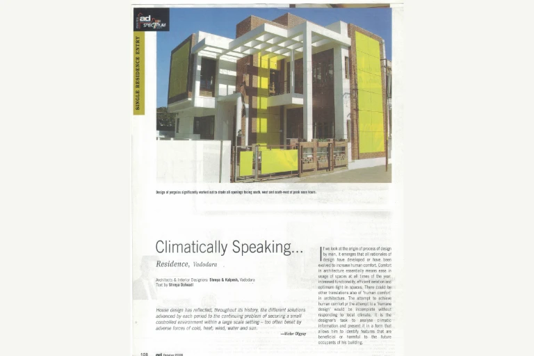 A+D – An Indian Journal of Architecture, Oct 2006 – Climatiacly Speaking